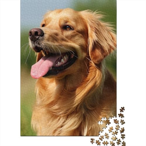 Puzzle für Erwachsene, Golden Retriever, 1000 Teile, Puzzle aus Holz, Puzzle für Teenager und tolles Geschenk für Erwachsene, 1000 Teile (75 x 50 cm) von BaoFFF