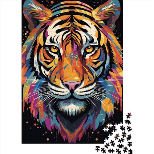 Puzzle für Erwachsene, bunter Tiger, Holzpuzzle für Teenager, Geschenke, Heimdekoration, Puzzlespielzeug, 1000 Teile (75 x 50 cm) von BaoFFF