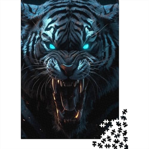 Puzzle für Erwachsene, künstlerischer Tiger, 1000-teiliges Puzzle, Holzpuzzle für Erwachsene und Lernpuzzle, Familienspiel, 1000 Teile (75 x 50 cm) von BaoFFF