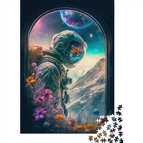 Puzzle für Erwachsene 1000 Teile, Astronaut Flowers, Holzpuzzle für Erwachsene, nachhaltiges Puzzle für Erwachsene | Spiele, Geburtstagsgeschenk, 1000 Teile (75 x 50 cm) von BaoFFF