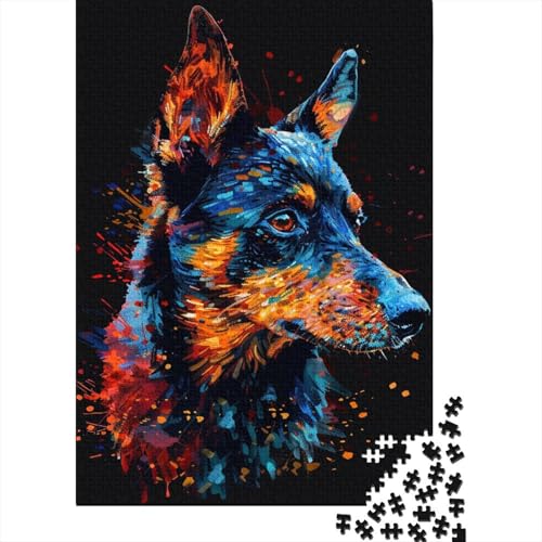 Puzzle für Erwachsene 1000 Teile, Australian Cattle Dog Art, Holzpuzzle für Erwachsene, Lernspiel, Herausforderungsspielzeug, 1000 Teile (75 x 50 cm) von BaoFFF