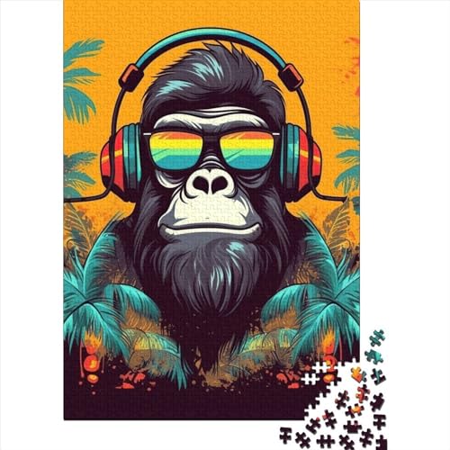 Puzzle für Erwachsene 1000 Teile, Monkey Dj Music8795, quadratische Puzzles für Erwachsene und Holzbrettpuzzles, Lernspiel, Herausforderungsspielzeug, 1000 Teile (75 x 50 cm) von BaoFFF