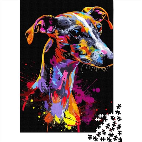 Puzzle für Erwachsene 1000 Teile, Whippet-Hundekunst, Holzpuzzle für Erwachsene, Lernspiel, Herausforderungsspielzeug, 1000 Teile (75 x 50 cm) von BaoFFF