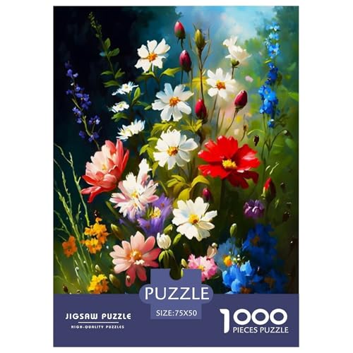 Puzzle für Erwachsene mit 1000 Teilen, Kunstblumen, Holzpuzzle für Erwachsene, Lernspiel für Erwachsene Teenager, 1000 Stück (75 x 50 cm) von BaoFFF