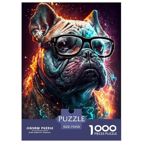 Puzzle für Erwachsene mit 1000 Teilen, Tierkunst, Hund, Holzpuzzle für Erwachsene, Lernspiel für Erwachsene Teenager, 1000 Stück (75 x 50 cm) von BaoFFF