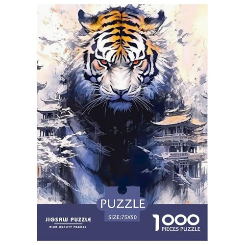 Puzzle für Erwachsene mit 1000 Teilen, Tierkunst, Tiger, Holzpuzzle, Holzpuzzle, Lernspielzeug, 1000 Stück (75 x 50 cm) von BaoFFF