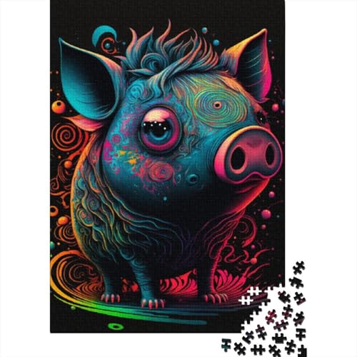 Puzzle für Erwachsene mit 1000 Tier-Schweine-Puzzle, Puzzle für Erwachsene, Lernspiel, Herausforderungsspielzeug, 1000 Teile (75 x 50 cm) von BaoFFF