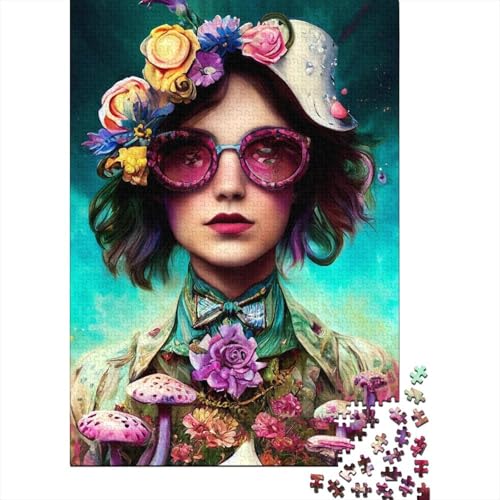 Puzzle für Erwachsene mit 300 Teilen, Rose, schönes Mädchen, quadratisches Puzzle für Erwachsene und Holzpuzzle, Heimdekoration, 300 Stück (40 x 28 cm) von BaoFFF