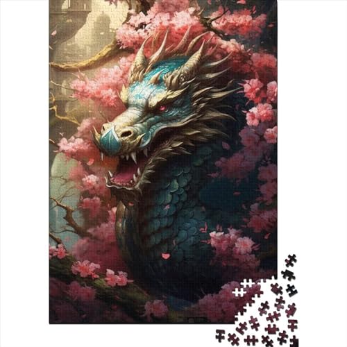 Puzzle für Erwachsene mit 300 Teilen, japanischer Drache, Kirsche, 15 Puzzle, Holzpuzzle für Erwachsene, Familienunterhaltungsspielzeug, 300 Teile (40 x 28 cm) von BaoFFF