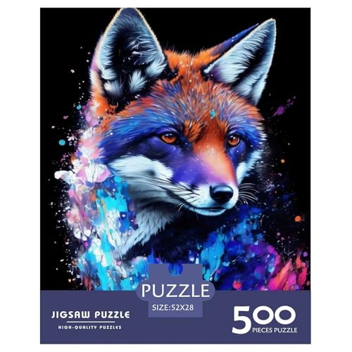 Puzzle für Erwachsene mit 500 Teilen, Tierkunst, Fuchs, Holzpuzzle für Erwachsene, Lernspiel für Erwachsene Teenager, 500 Teile (52 x 38 cm) von BaoFFF