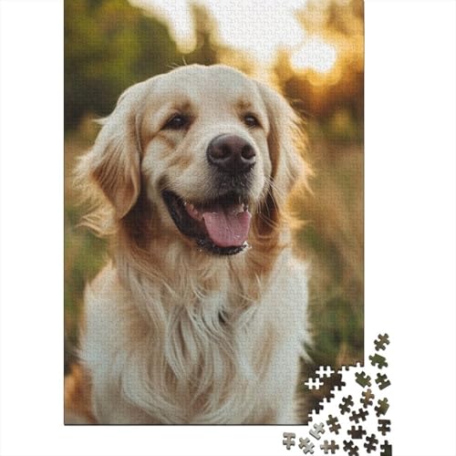 Puzzle für Erwachsene und Teenager, Golden Retriever, 1000-teiliges Puzzle, Holzpuzzle für Erwachsene und ab 18 Jahren, Erwachsene und 1000 Teile (75 x 50 cm) von BaoFFF