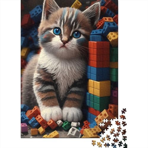 Puzzle für Teenager, 500 Teile, Tierkunst, Katzen-Puzzle für Erwachsene, Lernspiel, Herausforderungsspielzeug, 500 Teile, Holzpuzzle für Erwachsene, 500 Teile (52 x 38 cm) von BaoFFF