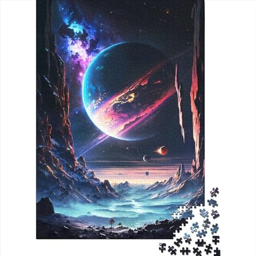 Puzzle mit 1000 Teilen, Weltraum-Saturntal, kreatives quadratisches Puzzle für Erwachsene und Holzpuzzle, Spielzeug, Denkspiel, 1000 Teile (75 x 50 cm) von BaoFFF