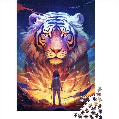 Puzzle mit 1000 Teilen, farbenfrohes Tier-Tiger-Puzzle für Erwachsene und Teenager, Lernspiele für zu Hause, DIY-Spielzeug, 1000 Stück (75 x 50 cm) von BaoFFF