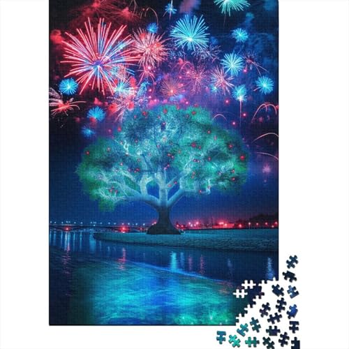 Puzzle mit 1000 Teilen, farbenfrohes Traum-Feuerwerk-Baum-Puzzle für Erwachsene, Puzzle für Erwachsene, Alter 14+, 1000 Teile (75 x 50 cm) von BaoFFF