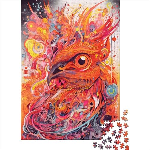 Puzzle mit 1000 Teilen, roter Phönixvogel, kreatives quadratisches Puzzle für Erwachsene und Holzpuzzle, anspruchsvolles Spiel, 1000 Teile (75 x 50 cm) von BaoFFF