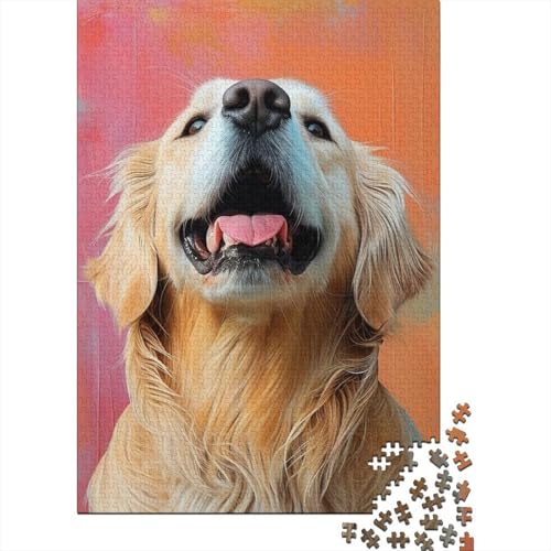 Puzzle zum Thema Golden Retriever, 1000-teiliges Puzzle für Erwachsene, Holzpuzzle für Erwachsene und ab 18 Jahren, für Erwachsene, 1000 Teile (75 x 50 cm) von BaoFFF