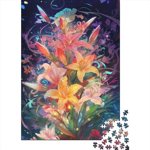 Radiant Lily Puzzle 300 Teile für Teenager, Geschenke, Holzpuzzle, Puzzle für Erwachsene, Lernspiele für zu Hause, DIY-Spielzeug, 300 Stück (40 x 28 cm) von BaoFFF