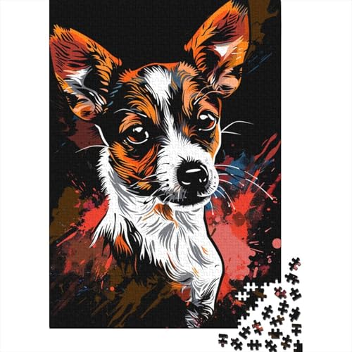 Rat Terrier Dog Art Puzzles 1000 Teile Holzpuzzles für Erwachsene und Teenager Familienspiel 1000 Teile (75x50cm) von BaoFFF