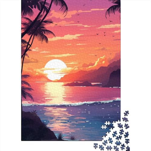 Sonnenuntergang von Einer Insel, 1000-teiliges Puzzle für Teenager, Geschenke, Holzpuzzle, Puzzle für Erwachsene, Lernspiele für zu Hause, DIY-Spielzeug, 1000 Teile (75 x 50 cm) von BaoFFF