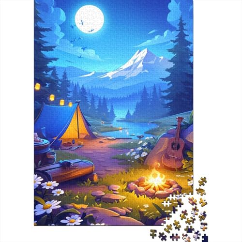 Zelte unter dem Nachthimmel, 1000-teiliges Puzzle für Teenager, Geschenke, Holzpuzzle, Puzzle für Erwachsene, Lernspiele für zu Hause, DIY-Spielzeug, 1000 Teile (75 x 50 cm) von BaoFFF