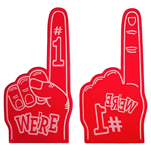 Baobiutin Cheerleaderschaumfinger bedeckt 18 Zoll Riese Jubel Requisiten Cheerleading Foam Hand Pompom für Sport 2pcs rote Glocken von Baobiutin