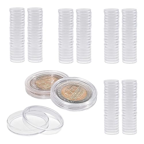 Baobiutin Münzkapseln, Münzkapseln 100pcs 0,79 Zoll Clear Round Coin Hülle Halter Aufbewahrungsbehälter Münzsammlung, Münzhalter von Baobiutin