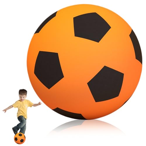 Baobiutin Orange Stille Fußballkugel für Kinder Größe 5 Stille Fußball PU Schaumfußball Schock Absorption Kleiner Fußball Leichter weicher Fußball für Training Kinderspielzeug, Schaumfußball von Baobiutin