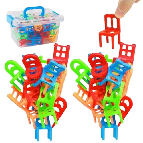 Baobiutin Stuhl Stacking Game 96PCS Bunte Stapelspiele für Erwachsene Fun Balance Game Mini Stacking Chairs Tabletop Tetra Tower Stacking -Spiel für Kinder, Interactive Stacking Game von Baobiutin