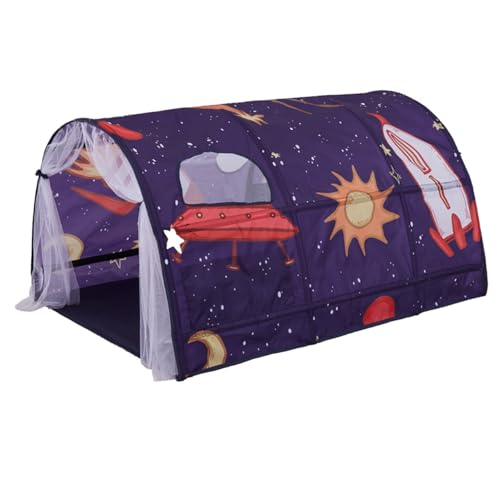 Baobiutin Bettzelt für Kinder, Bettzelt für Kinder UP Play Tunnel Raum Galaxie Starry Himmelsbett Tunnel tragbares Kinderzelt Innen mit Nettovorhang und Tragetasche, Betttunnel 55.1x39.4x31.5 von Baobiutin