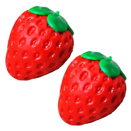 Erdbeerspielzeug für Kinder 3+, 2pcs weiche Safer -Erdbeer -Spielzeugstress Relief Gefälschte Erdbeeren entzückende niedliche Erdbeerdekor für Geschenke Partydekorationen, Erdbeerspielzeug, Erdbeer von Baobiutin