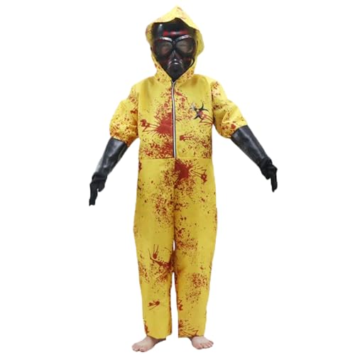 Hazmat Kostüm für Kinder mit Kapuze mit Kapuze-Zip-up Kids Hazmat Anzug beinhaltet Anzug, Handschuhe und Maske, Kinder kunden Kostüme für Cosplay, Halloween, Party, M, Kids Hazmat Anzug, Kinder Haz von Baobiutin