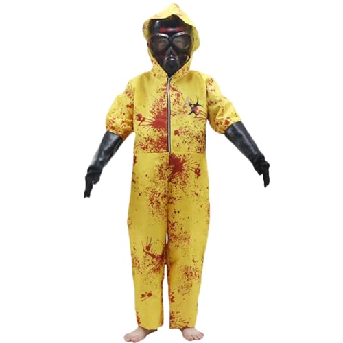 Hazmat Kostüm für Kinder mit Kapuze mit Kapuze-Zip-up-Kinder Hazmat Anzug beinhaltet Anzug, Handschuhe und Maske, Kinder kunden Kostüme für Cosplay, Halloween, Party, L, Kinder Hazmat Anzug, Kinder von Baobiutin