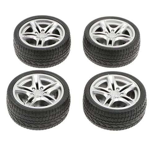 Baoblaze 4pcs Miniatur Autoreifen Gummireifen Felge Reifen 1: 10, DIY Spielzeugauto Gummireifen, 1: 10 Drift Car Racing Car 5 Spoke Black Wheel, Miniatur Rennsport Felgen & Gummireifen 48mm von Baoblaze