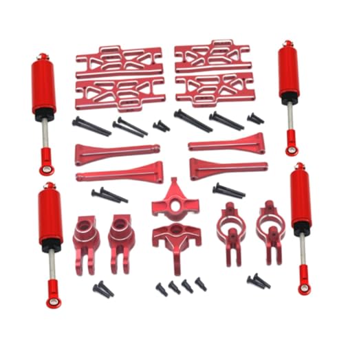 Baoblaze 1/10 1/12 RC-Auto-Upgrade-Set, vordere Lenkschale, modifizierte vordere und hintere Schwinge, vordere und hintere Stoßdämpfer für Wltoys 12402, ROT von Baoblaze