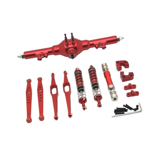 Baoblaze 1/12 RC Auto Metall Upgrade Kits Stoßdämpfer Antriebswelle Set Ersatzteile Modifikation Hintere Spurstangen für 124006 12427 Fahrzeug, ROT von Baoblaze