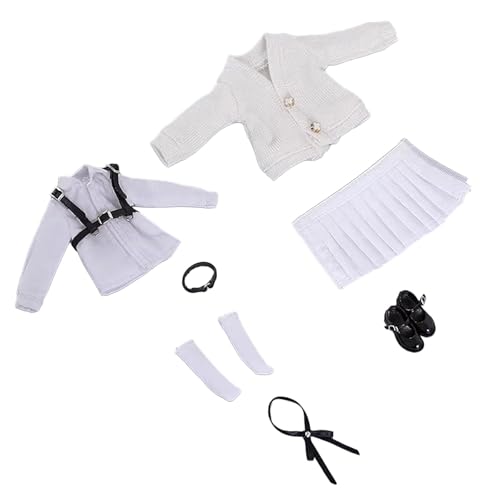 Baoblaze 1/12 Schuluniform-Set, Outfit, modisches, stilvolles Kostüm, Cosplay für 6 Zoll große Frauen-Actionfiguren, Zubehör, Ankleidekörper, Weiß von Baoblaze