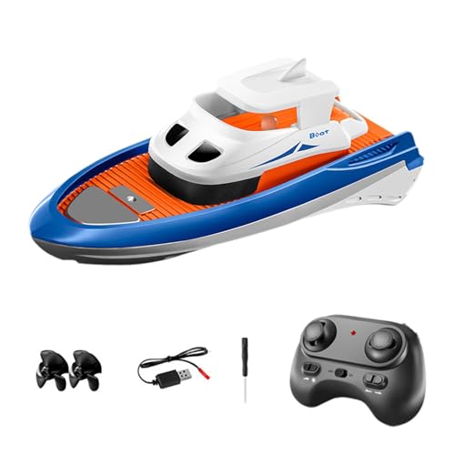 Baoblaze 1/32 RC-Boot für Kinder, Badewanne, Spielzeugboote, Mini-Geschenke, wasserdichtes Doppelmotor-Fernbedienungsboot für Kinder, Jungen, Mädchen, Seen, Blau von Baoblaze