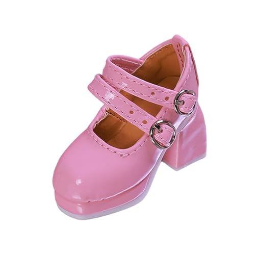 Baoblaze 1/4 Weibliche Figur Schuhe Miniatur Kreativ,Stabil,Puppenzubehör,Puppenanziehsachen,Eckige Retro Modell Stylisch, Rosa von Baoblaze