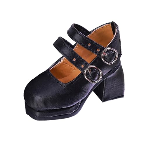 Baoblaze 1/4 Weibliche Figur Schuhe Miniatur Kreativ,Stabil,Puppenzubehör,Puppenanziehsachen,Eckige Retro Modell Stylisch, Schwarz von Baoblaze