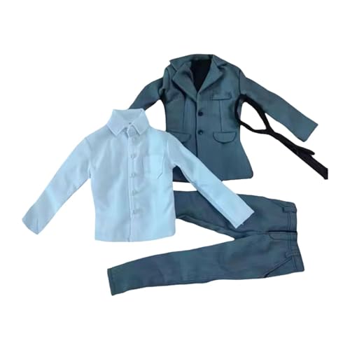 Baoblaze 1/6 männliche Figur Kleidung Outfit, Mantel Hose Shirt Action-Figuren Kleidung, männliche Figur Outfit für 12 Zoll männliche Figuren, Grau von Baoblaze