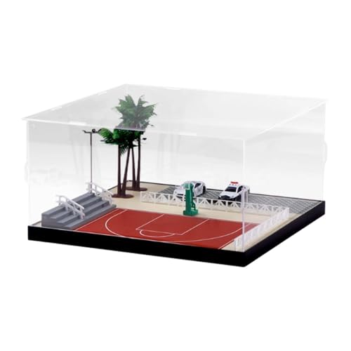 Baoblaze 1/64 Maßstab Modellauto Vitrine Simulation Parkplatz Tischdekor Robuste Basketballplatz-Szene für Legierungsautos von Baoblaze