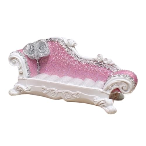 Baoblaze 1:12 Puppenhaus Luxussofa Miniatur 5,5x3x2 Zoll Ornament Multifunktional für Lebensszenen Landschaften Realistisches Harz und Stoff, Rosa Rückenlehne von Baoblaze