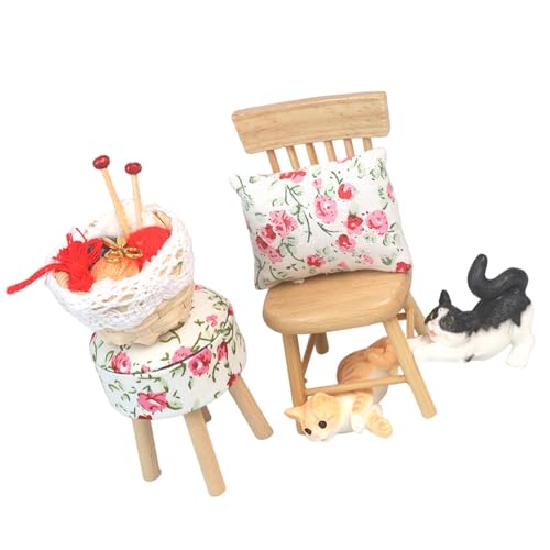 Baoblaze 1:12 Puppenhaus Miniatur Stuhl Set Holz Spielzeug Möbel Set Spielset Möbel Spielzeug Set Miniatur Puppenhaus Möbel für Mädchen, Style B von Baoblaze