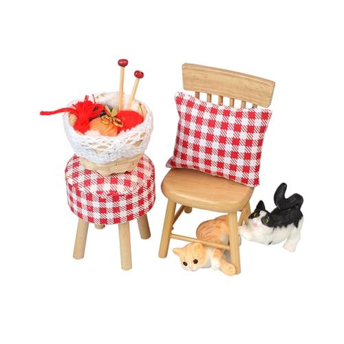 Baoblaze 1:12 Puppenhaus Miniatur Stuhl Set Holz Spielzeug Möbel Set Spielset Möbel Spielzeug Set Miniatur Puppenhaus Möbel für Mädchen, Style C von Baoblaze