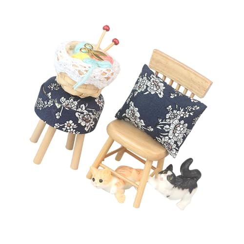 Baoblaze 1:12 Puppenhaus Miniatur Stuhl Set Holz Spielzeug Möbel Set Spielset Möbel Spielzeug Set Miniatur Puppenhaus Möbel für Mädchen, Style D von Baoblaze