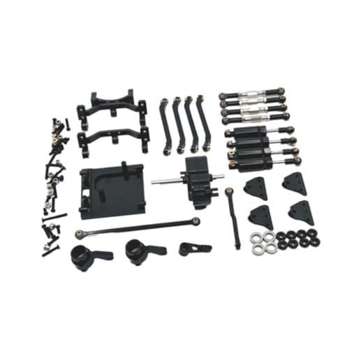 Baoblaze 1:12 Stoßdämpferbaugruppe Servoarm Ersatzteil Servobefestigung Spurstange Aluminium Upgrades Kit für MN99S RC Auto DIY Zubehör, Schwarz von Baoblaze