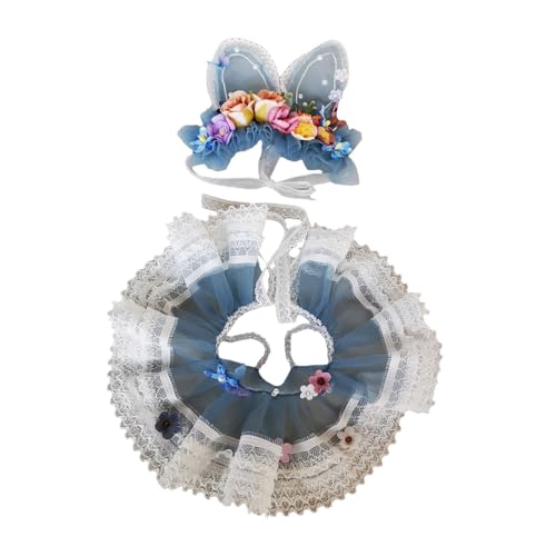 Baoblaze 15–17 cm große Puppenkleidung aus Plüsch, Kleidung für Kuscheltiere, Feenkleid mit Haar-Accessoire, stilvolle Kostüme, Anzieh-Cartoon, Blaues Ohr von Baoblaze