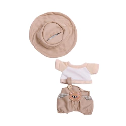 Baoblaze 15 cm Plüschpuppenkleidung, Cartoon, Foto-Requisiten, Plüschpuppenzubehör, Anziehpuppenkostüme, modisch, weich, Khaki Set mit Hut von Baoblaze