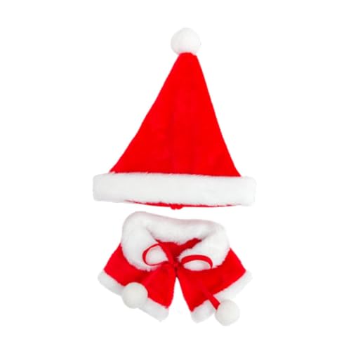 Baoblaze 15cm 17cm Plüsch Puppenkleidung Puppenoutfit Foto Requisiten Cosplay Kuscheltiere Kleidung Mode Cartoon Puppe Weihnachtskostüm, Weihnachtsmütze mit Umhang von Baoblaze